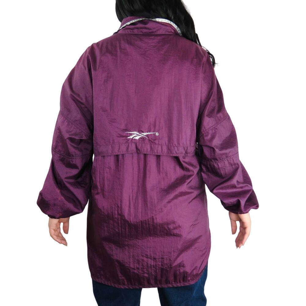 1990s Vintage Reebok Purple Wind Breaker Jacket Retro Streetwear - Picture 7 of 15